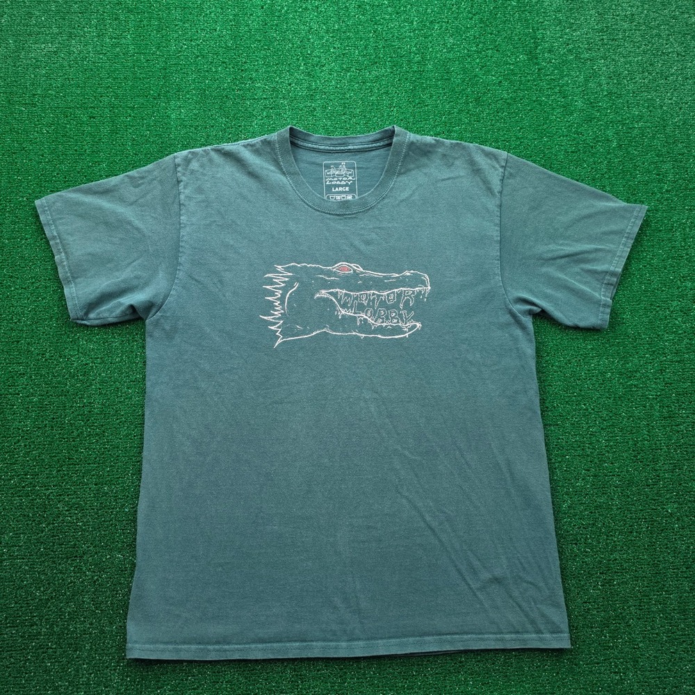 Motor Lobby Alligator Graphic Tshirt Mens Large Green Short Sleeve Casual